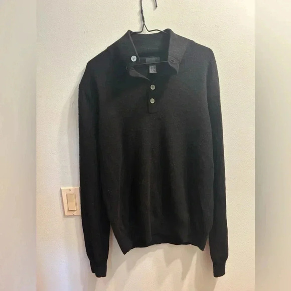 State Fusio Black Collared Cashmere/ Wool Blend Sweater Size XL - Picture 1 of 4